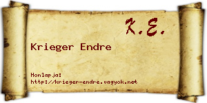 Krieger Endre névjegykártya